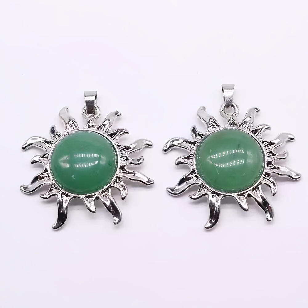 12pcs Natural Stone Alloy Sunflower Pendant Necklace Set